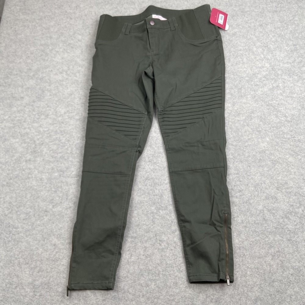 Isabel Maternity Jeggings Womens 8 (34x26) Green Moto Stretch Zip Ankle Pants